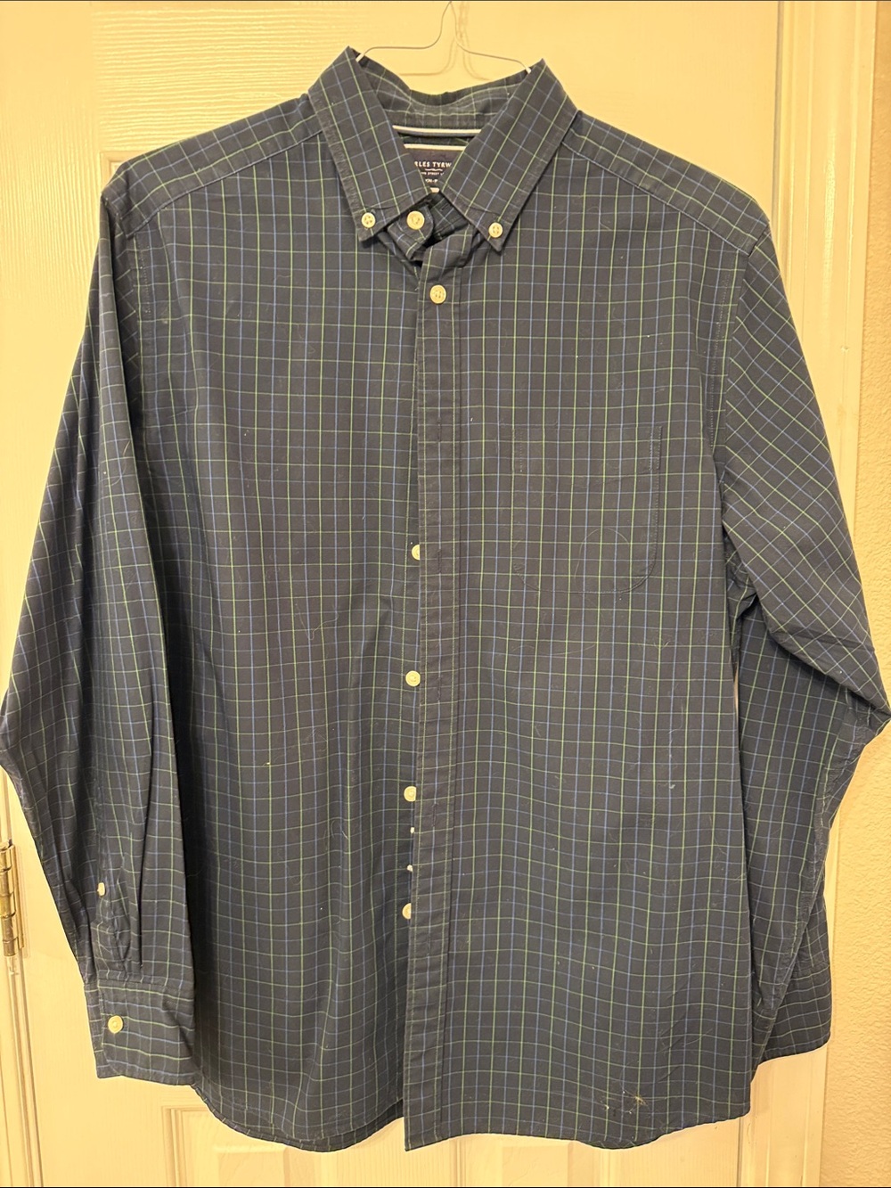 Charles Tyrwhitt Navy Blue Checked Button-Down Shirt